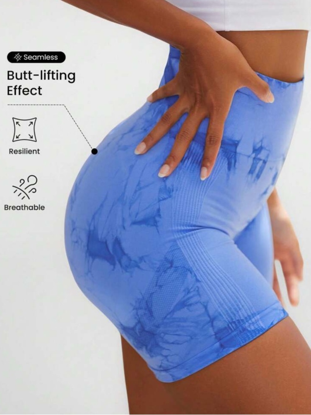 Seamless High-Waist Butt-Lifting Women’s Shorts - Blue